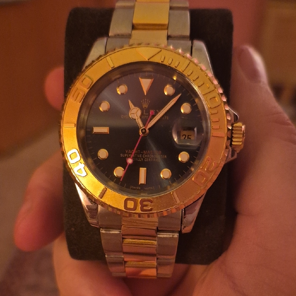 Rare! Gold and Silver Watch with Blue Dial